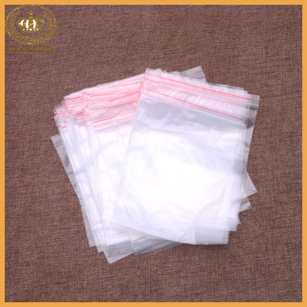 Han 8 ขนาด Clear Grip Self Press Seal Resealable Zip Lock ถุงพลาสติก 100 ชิ้น