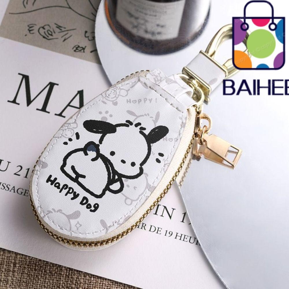 Baihee กระเป๋ากุญแจรถ, กุญแจรถหนัง PU มัลติฟังก์ชั่น, ฝาครอบป้องกันกุญแจกันน้ําการ์ตูน Pochacco Winnie Car Key Holder Storage