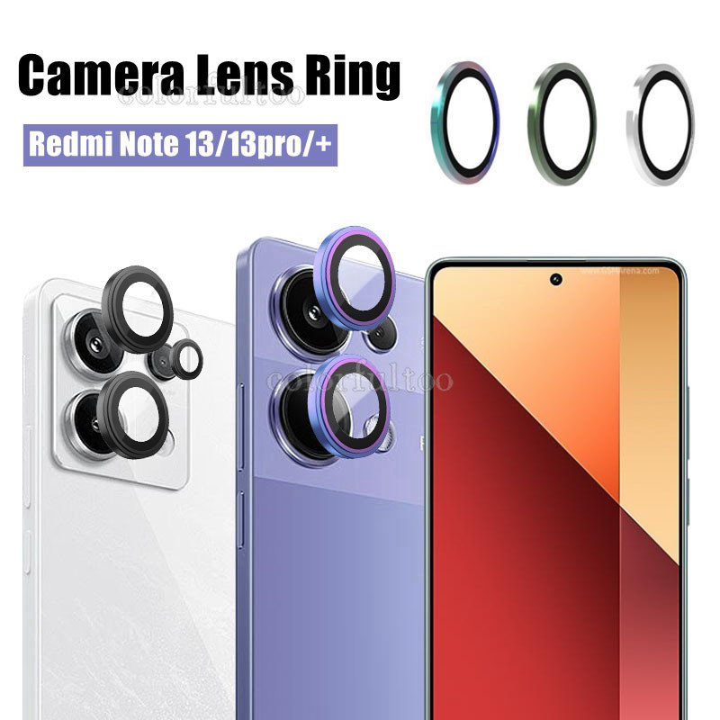 ฟิล์มป้องกันด้านหลังสําหรับ Xiaomi Redmi หมายเหตุ 13 Pro Plus 13Pro + Note13Pro 4G 5G 3D ฝาครอบโลหะผสมกระจกนิรภัยโลหะแหวนกล้องด้านหลังป้องกันหน้าจอฟิล์มเลนส์