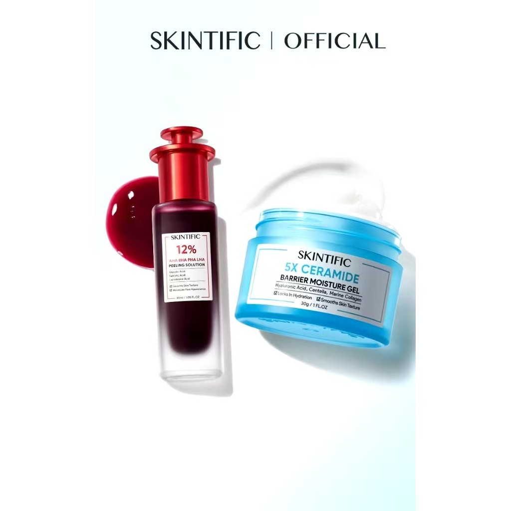 Skintific - 2 ชิ้น Paket-Skincare Set|Acid Peeling Solution Serum 30ml + 5X Ceramide Barrier Moistur