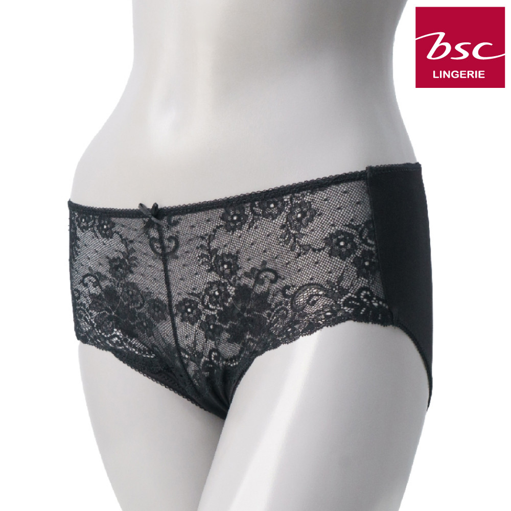 BSC lingerie เกงชั้นใน ทรง BOYLEG ขนาดใหญ่พิเศษ M-3XL ผ้าไมโครเนื้อนุ่ม แต่งลูกไม้ รุ่น BU5375