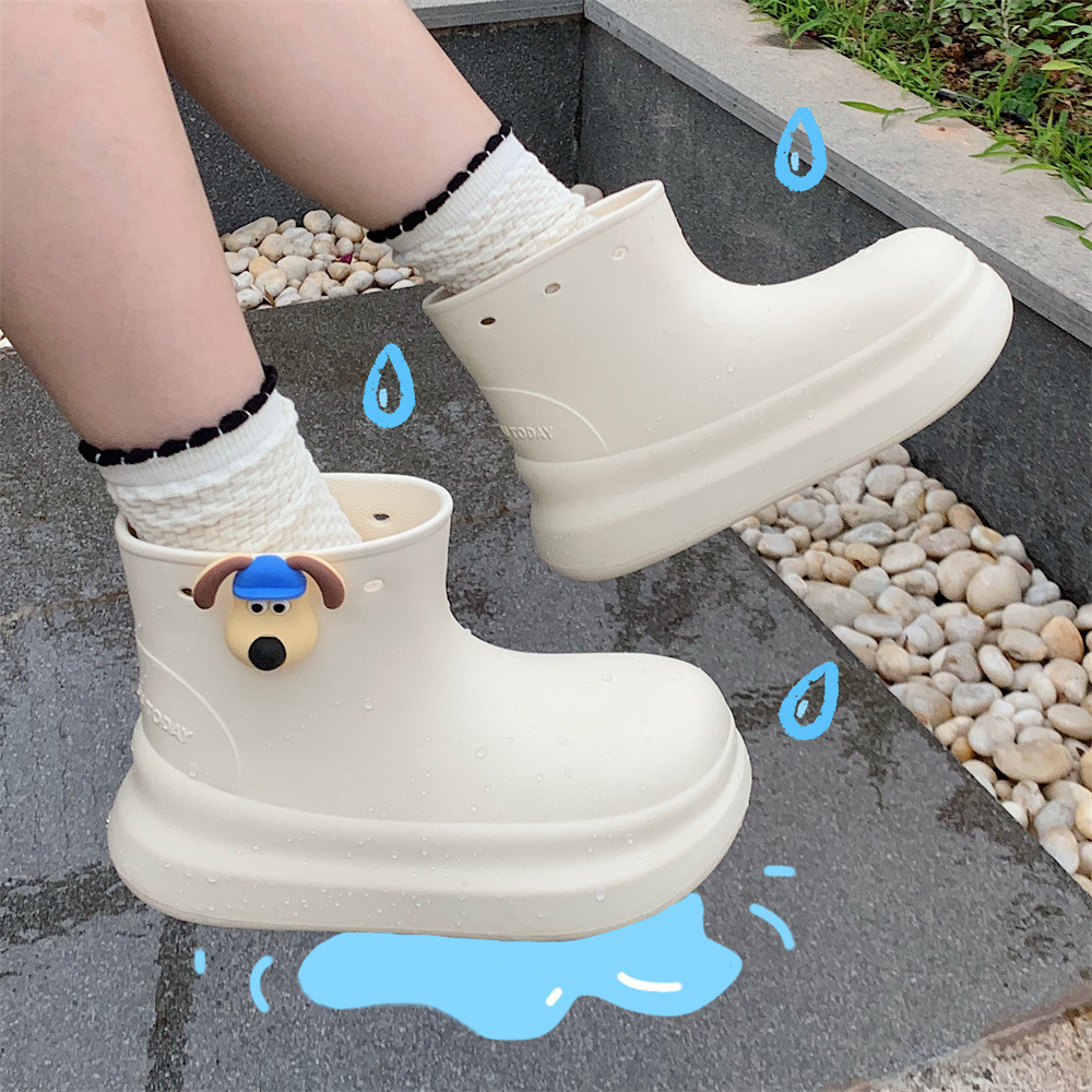 Xitiao Girls Summer Cartoon Dog Rain Boots Rainy Day Outer Wear Soft Sole
