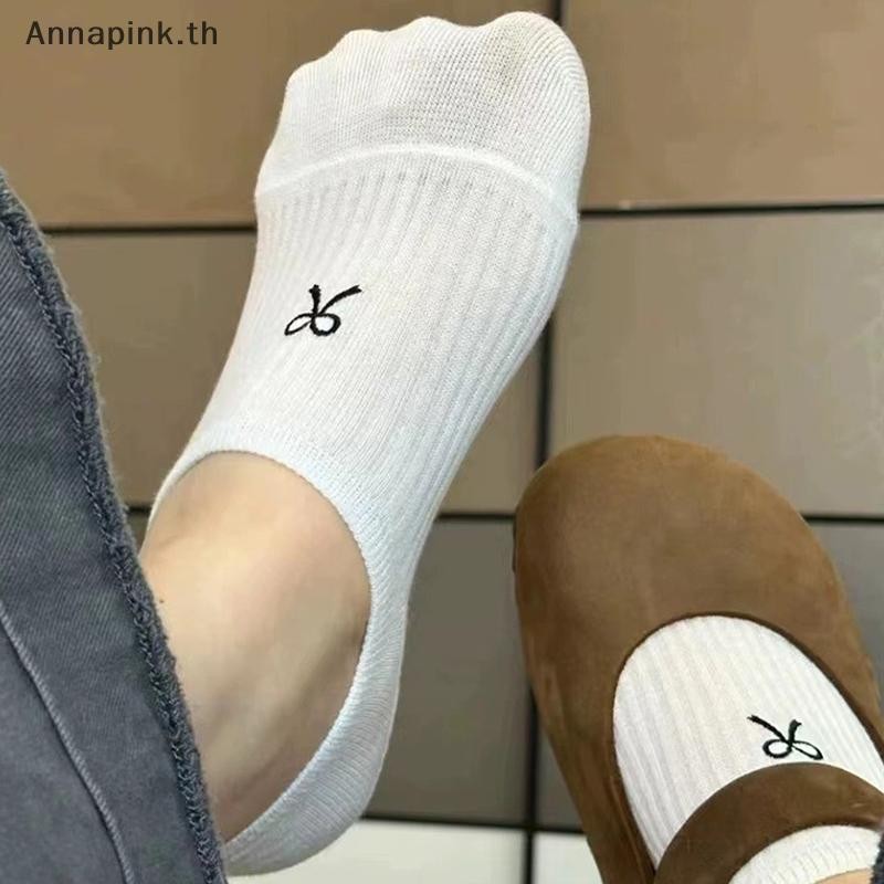 Annapink.th ผู้หญิงถุงเท้า Bowknot สีทึบฤดูร้อนบาง Breathable ที่มองไม่เห็นถุงเท้าเรือลื่นซิลิโคนสั้น Sox สุภาพสตรี EN - รูปที่ 2