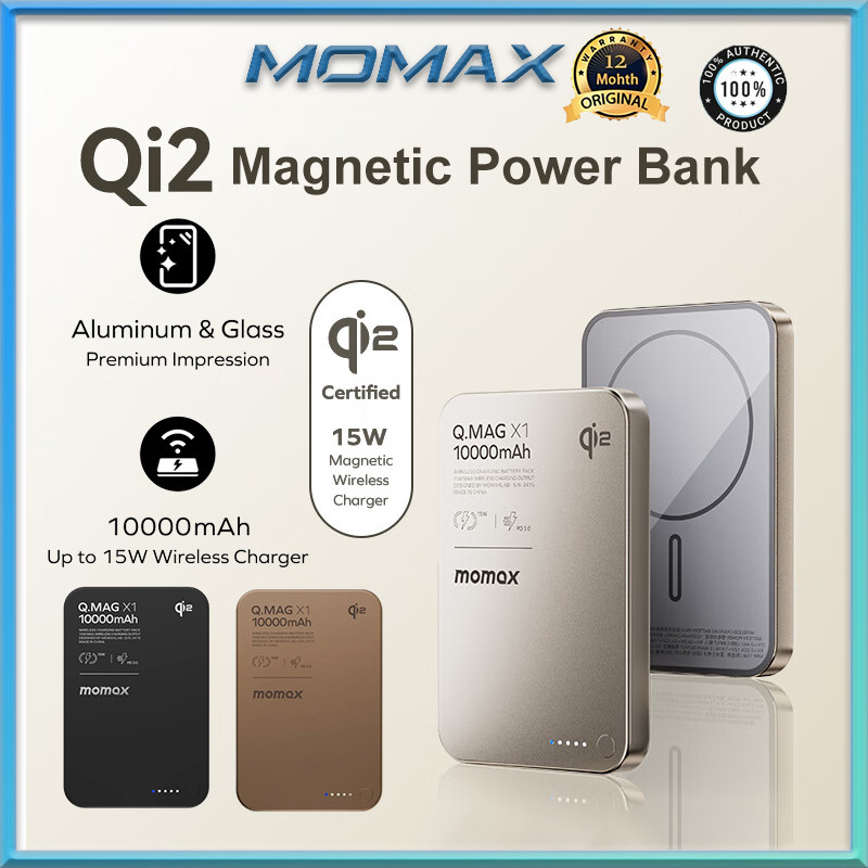 Momax Q.Mag X1 10000mAh Qi2 Magnetic Wireless Power Bank 15W Fast Charging Powerbank