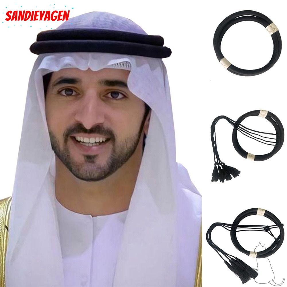 Sandieyean 1 ชิ้น Headwear เชือก, Man Saudi ดูไบมุสลิม Headrope, เสื้อผ้าทนทานสีดํา Desert อุปกรณ์เสริม Egal Shemagh ผ้าคลุมไหล่สําหรับผู้ใหญ่เด็ก