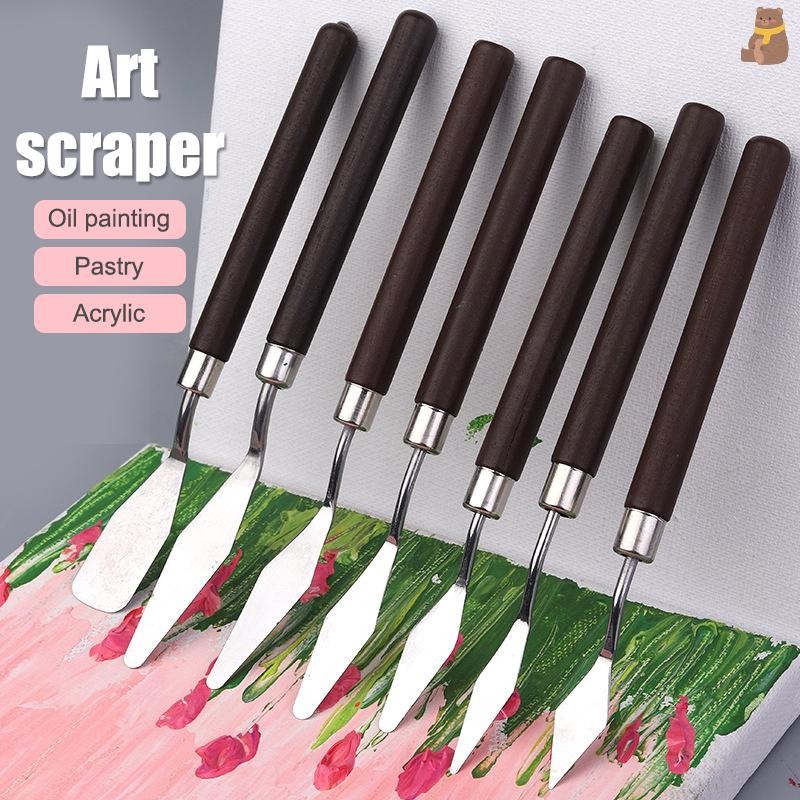[TA] 1-7 ชิ้นจับมะฮอกกานีชุดไม้พายสแตนเลส Palette Gouache อุปกรณ์สําหรับภาพวาดสีน้ํามันมีด Fine Arts ภาพวาดชุดเครื่องมือยืดหยุ่นใบมีด TH