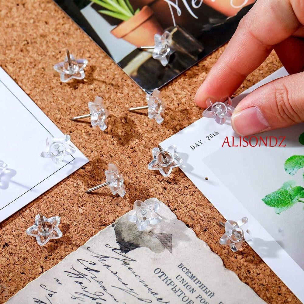 Alisondz Pentagram Tacks Push Pins โปร่งใสสีสัน Binding Supplies โรงเรียน Office Cork Board เครื่องเขียนภาพ Board Pins