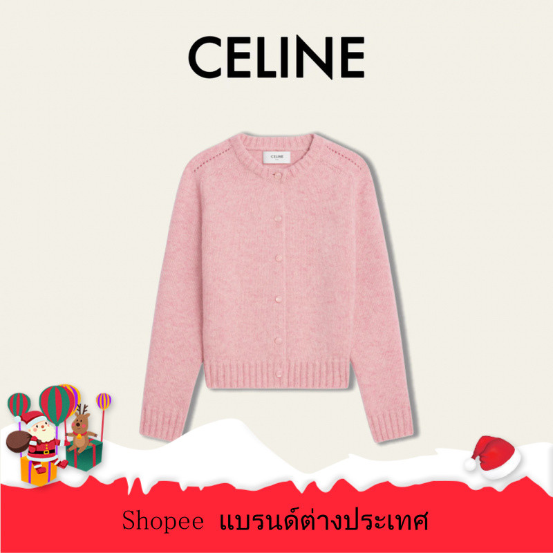 Celine/celine 2024 ฤดูใบไม้ร่วง/ฤดูหนาวใหม่ Arc de Triomphe รอบคอแขนสั้นถักเสื้อกันหนาวสําหรับผู้หญิ