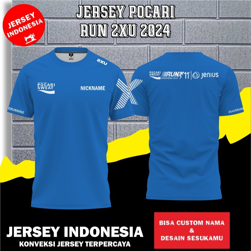 POCARI SWEAT RUN 2XU 2024 RUNNING Jersey - ชื่อและการออกแบบฟรี, เสื้อกีฬาพิมพ์เต็ม DRYFIT JARA