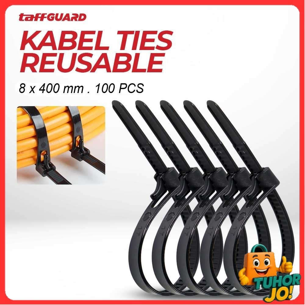 TaffiGUARD Cable Ties Zip Cable Organizer นํากลับมาใช้ใหม่ได้ 8x400 มม. 100 ชิ้น - NL816
