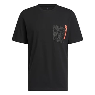 adidas ไลฟ์สไตล์ เสื้อยืดมีกระเป๋าพิมพ์ลาย City Escape ผู้ชาย สีดำ HR3003