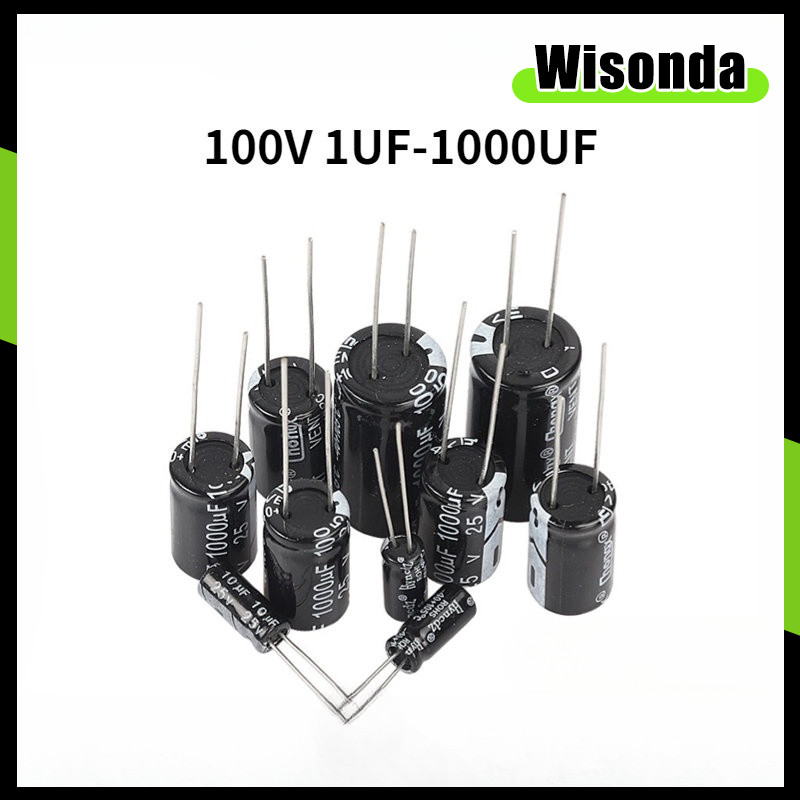 50 ชิ้นตัวเก็บประจุ 100 V 1uF-1000UF อลูมิเนียม Electrolytic Capacitor 1uF 10uF 22uF 47uF 100UF 220U