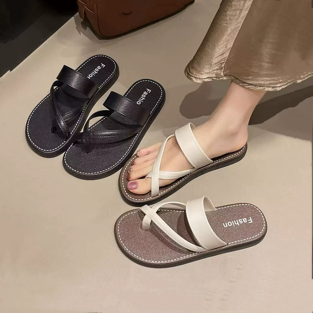 ManBu8พร้อมส่ง รองเท้าแตะหูคีบ สายไขว้ผู้หญิง แบบสวม รูปที่ 2