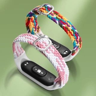 สายไนล่อนถักสำหรับ for Mi Band 10 9 8 อุปกรณ์เสริมสายรัดข้อมือแบบยืดหยุ่นสำหรับ for Smartwatch Xiaomi Mi Band 7 6 5 4 3
