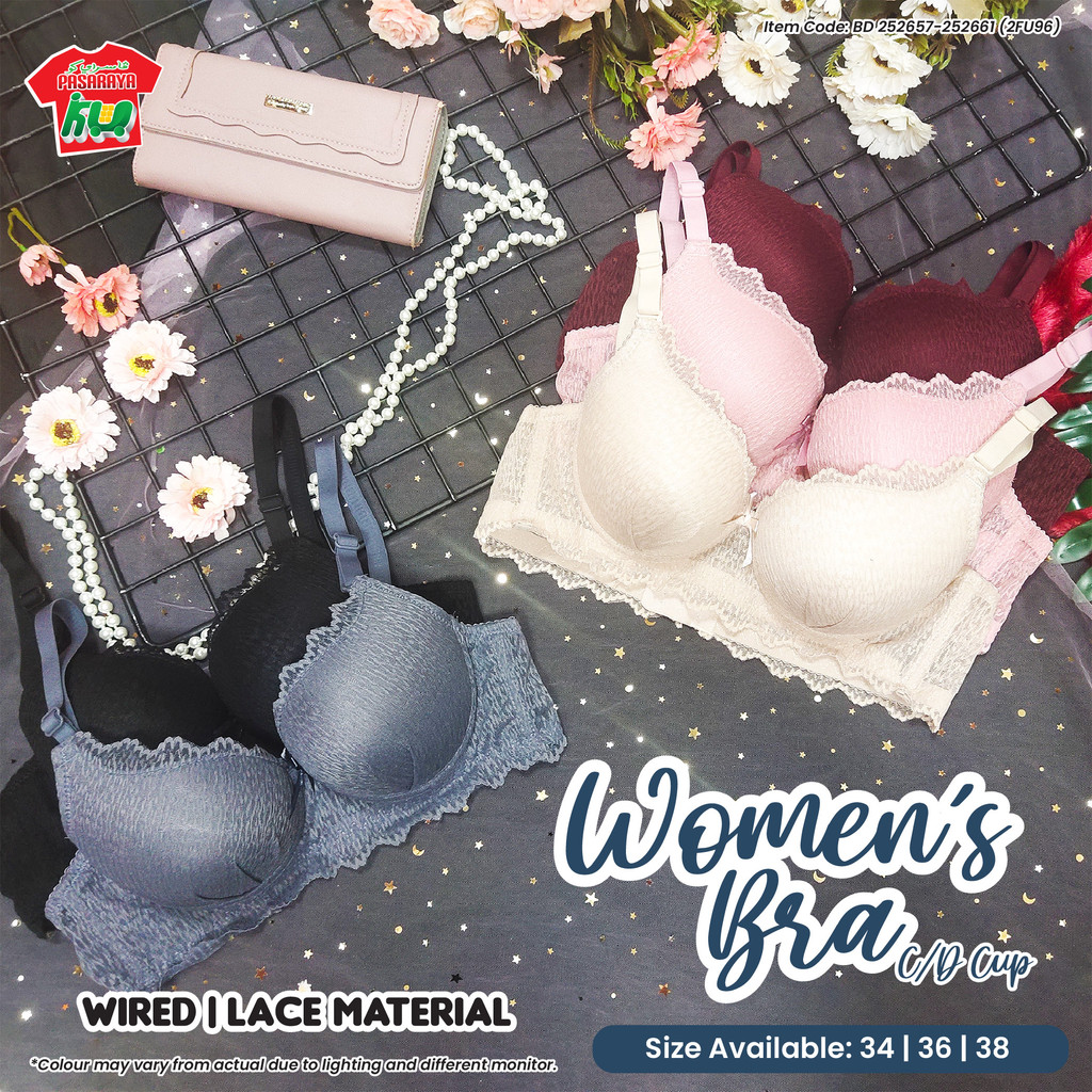 เสื้อชั้นในสตรีลูกไม้แบบมีสาย B/C Cup Full Support & สบาย Size 34 36 38