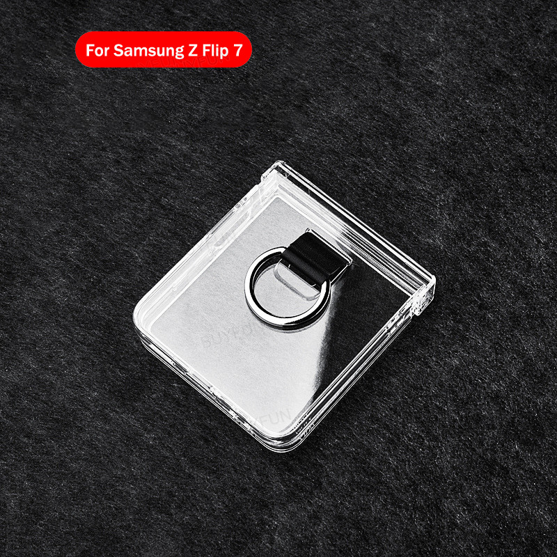 transparent shell with ring For Samsung Galaxy Z Flip 7 5G ZFlip7 zFlip Flip7 Casing whit hinge ราคา ถูกที่สุด ดีลบีเคเค แกลเลอรีภาพที่ 7