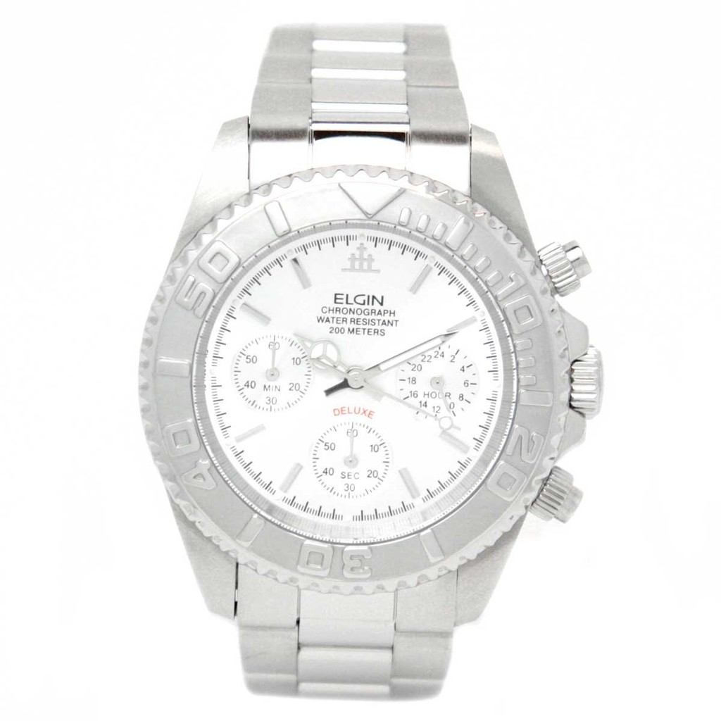 Elgin Men's Watch FK1120S Silver Chronograph Diver