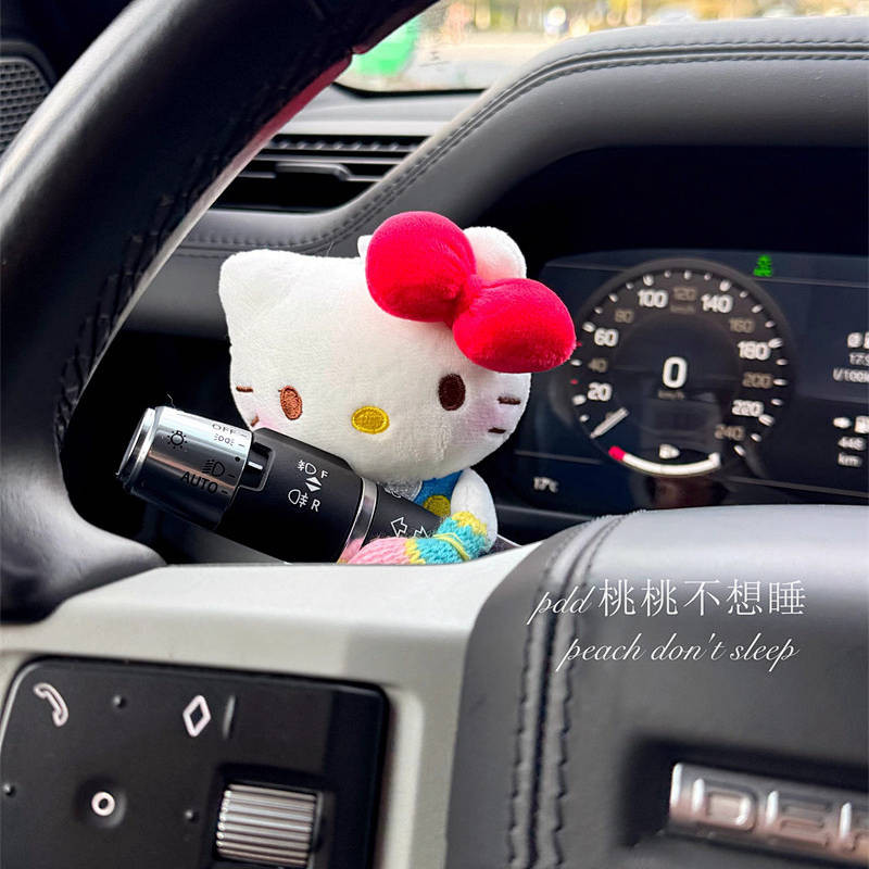 Car Hellokitty Luxury Decorative Doll Doll Turn Light Gear Decoration Set Cute Car Interior Decoration vF5P
