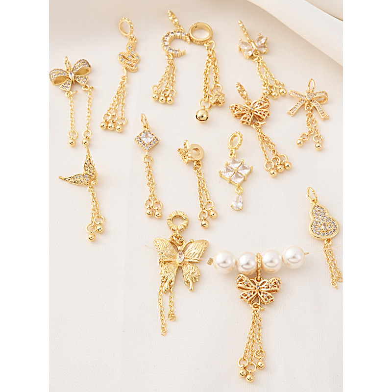 จี้ 14K Moon Butterfly พู่ diy