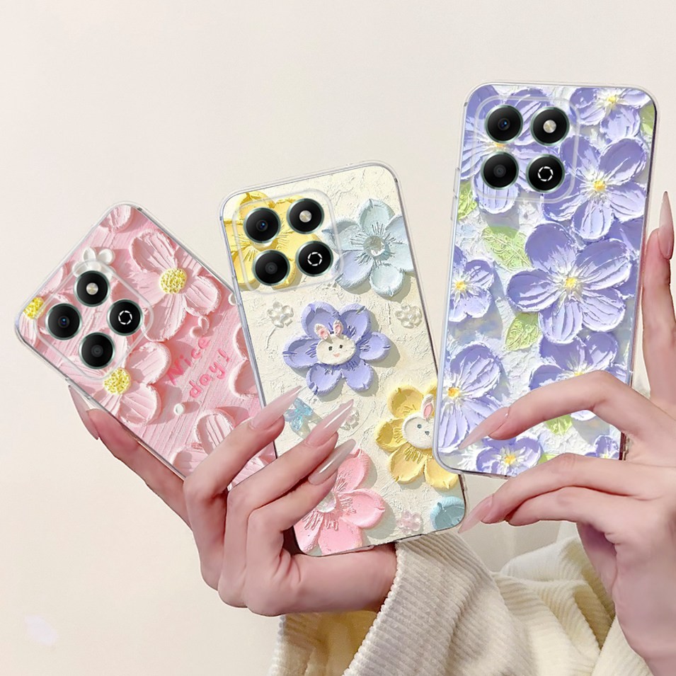 สําหรับ Honor X6b JDY-LX1 JDY-LX2 2024 ปลอกแฟชั่นดอกไม้ผีเสื้อเคสโทรศัพท์สําหรับ HonorX6b X 6B 4G ฝาหลังโปร่งใส
