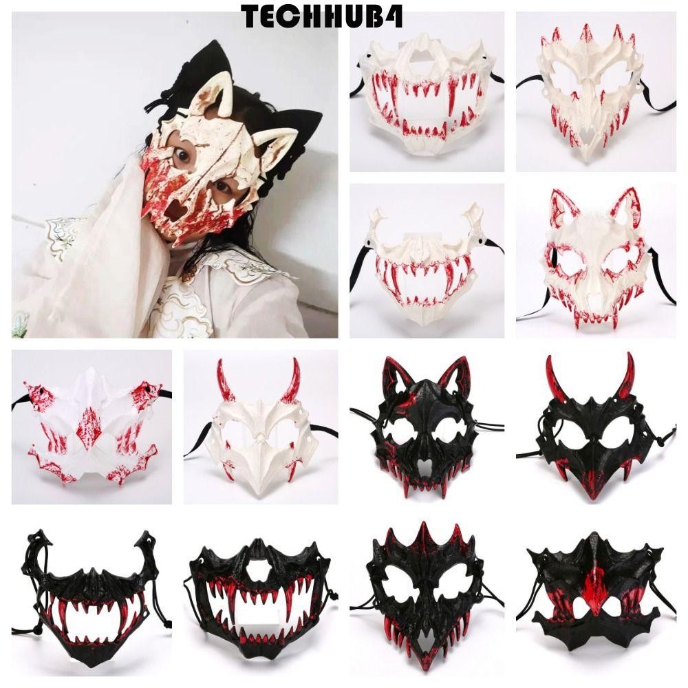Techhub4 หน้ากากฟันยาว, ฮาโลวีนเรซิ่น Bloody Skull หน้ากาก, แฟนซี Eye Mask Headwear หน้ากากครึ่งของขวัญ