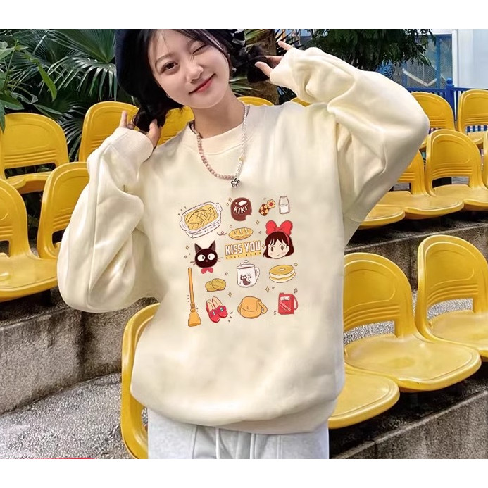 （พร้อมส่งจากกรุงเทพ） เสื้อกันหนาวแขนยาว เสื้อยืดคอกลมพิมพ์ลาย เสื้อเชิ้ตลำลองทรงหลวมใส่สบาย จะไม่เกิดริ้วรอยหรือจางหายไป