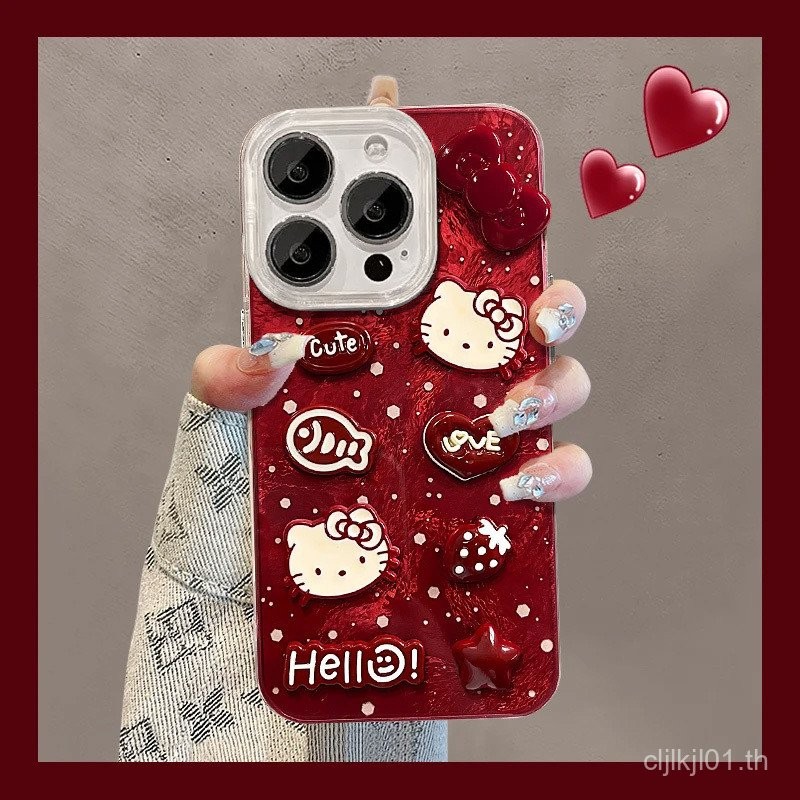เคสโทรศัพท์ลายแมว 3D น่ารักสำหรับ iPhone 16 15 14 13 Pro รูปที่ 2