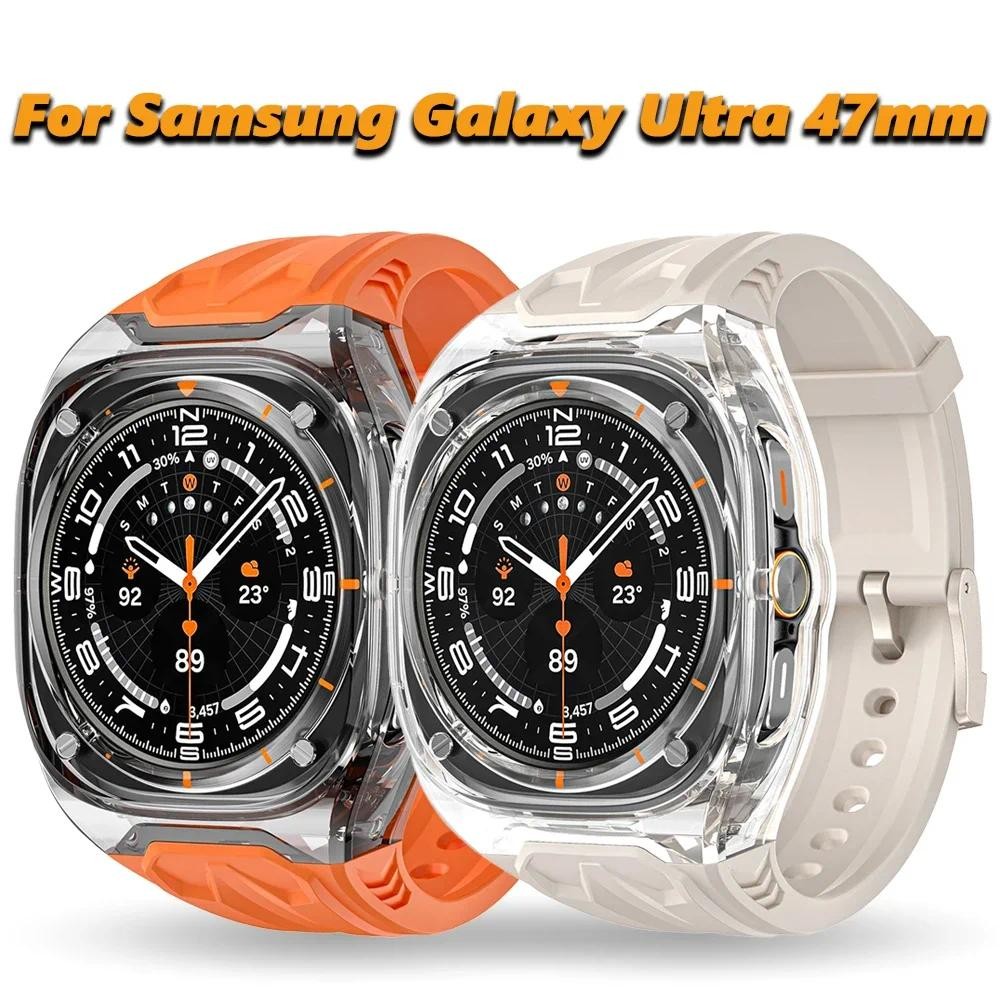 Mod Kit case + สร้อยข้อมือซิลิโคนสําหรับ Samsung Galaxy Watch Ultra 2025 ผู้ชายกีฬาสายรัดนุ่มสําหรับ Samsung Galaxy 47 มม. Ultra Loop Band