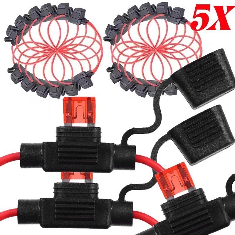 [ใหม่]12V Car Fuse Holder - Blade Fuse Plug-In - ขาตั้งปลั๊กไฟกันน้ํา - อะแดปเตอร์ Add-a-cuit TAP - กล่องฟิวส์มินิอินไลน์ - อุปกรณ์เสริมยานยนต์สากล
