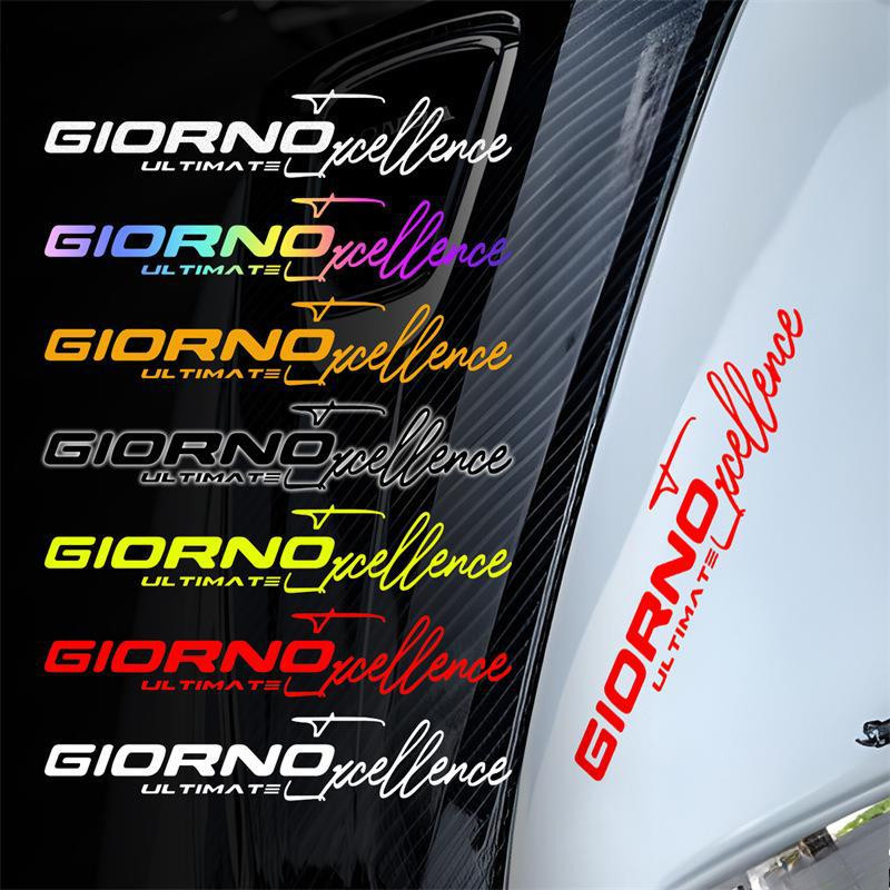 สติกเกอร์โลโก้ GIORNO เรืองแสงสะท้อนแสง ขนาด 20*3.8 cm. มี (1 ชุด 2 ชิ้น)มีให้เลือกหลายสี