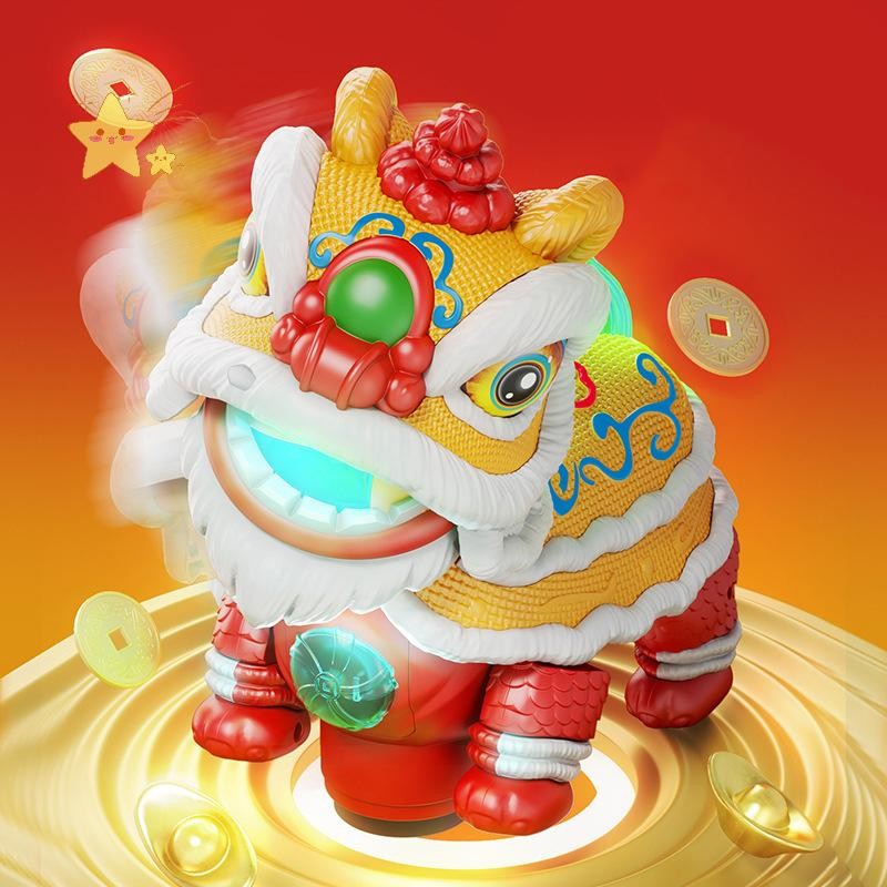 [JBTH] ของเล่นเต้นรําสิงโตจีน, การเต้นรําสิงโตไฟฟ้าพร้อมไฟและเพลง, ตลกเขย่าหัว Lion Dance ของเล่นสําหรับเด็ก [JB] - รูปที่ 2