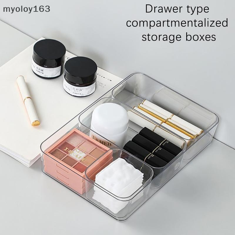 Myoloy เดสก์ท็อปกล่องเก็บลิ้นชัก Divider กล่องคอนเทนเนอร์ลิ้นชัก Organizer ตารางกล่องเครื่องประดับแต่งหน้ากล่องโปร่งใส TH
