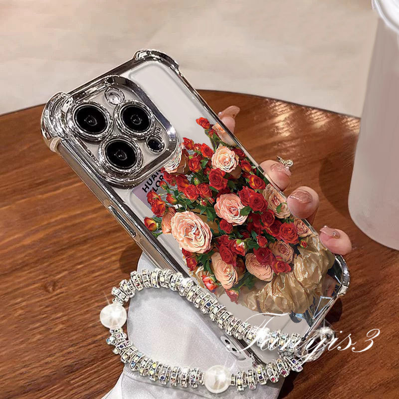 สําหรับ OPPO A60 A3X A18 A38 A15 A16 A57 A77s A5s A3s A58 A54 A95 A7 A9 A5 A78 A79 A98 Reno 8T สีสันดอกไม้ป้องกันการล่มสลายชุบโปร่งใสสี่มุมเคสโทรศัพท์โปร่งใส