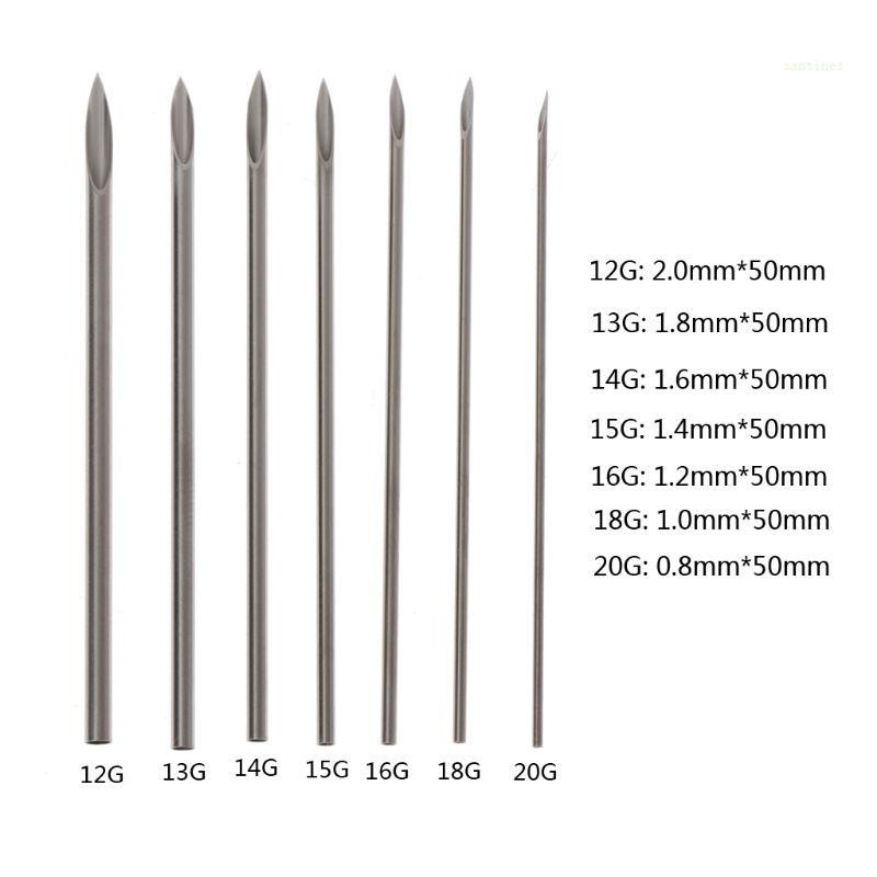 ซาน * 10ชิ้นสแตนเลสร่างกายเจาะเข็มขนาด12กรัม13กรัม14กรัม15กรัม16กรัม18กรัม20กรัม