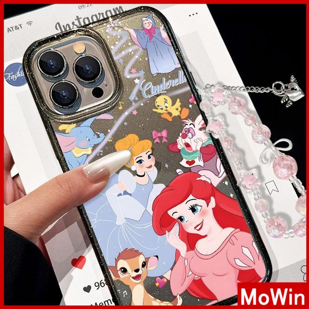 Movin - เคส iPhone 16 Pro Max iPhone 11 เคส TPU ใสแวววาวสุดสดใสพร้อมสายรัดข้อมือ เจ้าหญิงแสนสวย Compatible iPhone15Pro max 14 13 12 Pro max XS XR 7 Plus 8 Plus