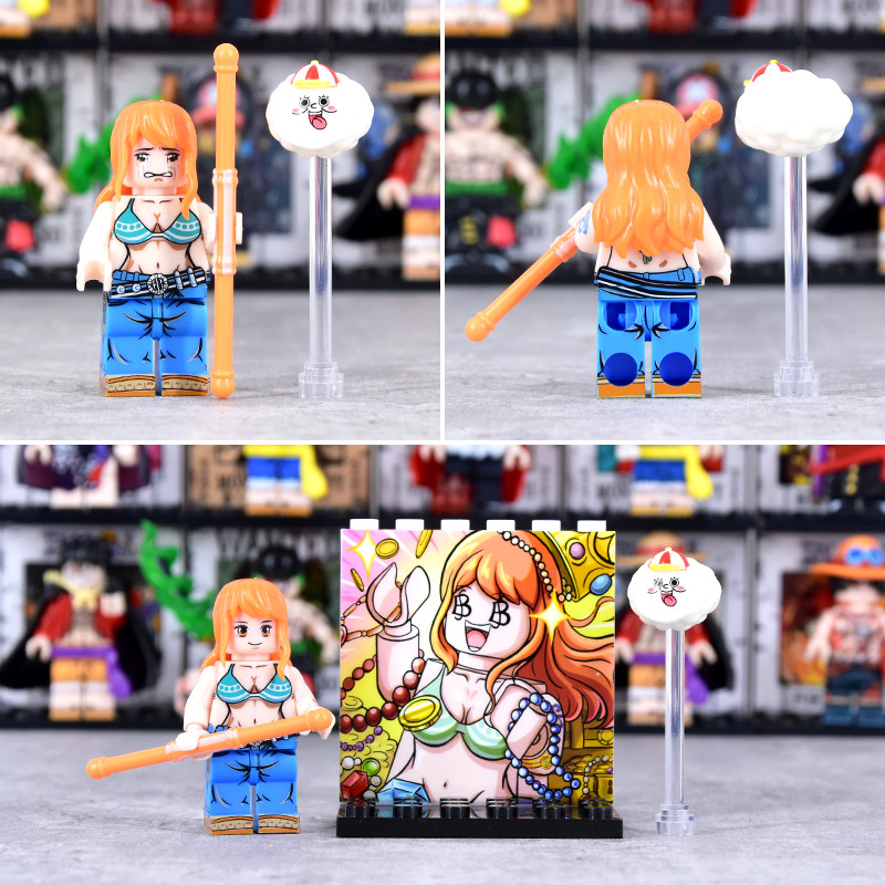 One Piece Building Blocks Nami Figures Zoro ของเล่น Luffy Minifigures - รูปที่ 2
