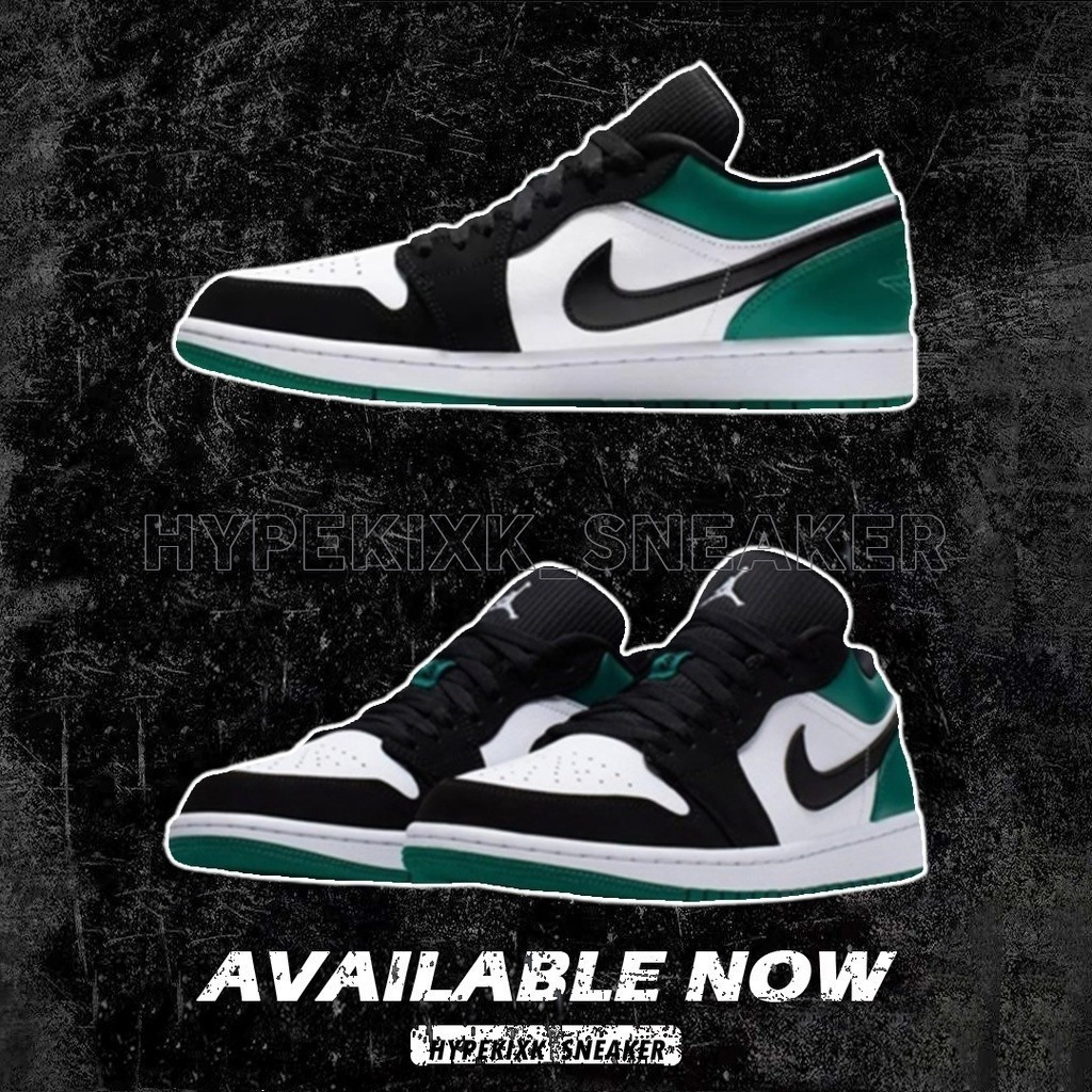 Nike Air Jordan 1 low'white Black Mystic Green 553558113รองเท้าบาสเก็ตบอลสำหรับผู้ชายและผู้หญิง/รองเ