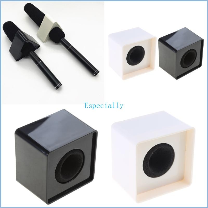 Esp โลโก้ไมโครโฟน ABS สถานีโลโก้สี่เหลี่ยมที่วางขาตั้งสีดําและสีขาวพร้อมผ้าฝ้ายหนา