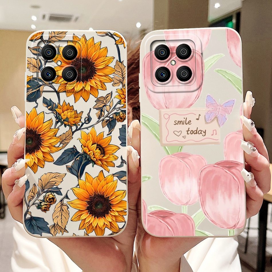 Honor X8 TFY-LX1 TFY-LX2 TFY-LX3 ดอกทิวลิปที่สวยงามดอกทานตะวันผีเสื้อเคสโทรศัพท์ HonorX8 4Gซิลิโคนอ่อนนุ่มเยลลี่ปลอก