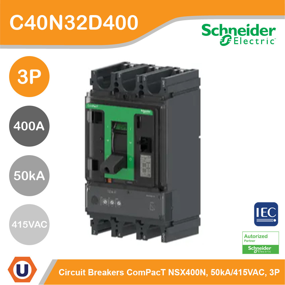 Schneider Circuit breaker ComPacT NSX400N 50kA/415VAC 3P MicroLogic 2.3 trip unit 400A | C40N32D400