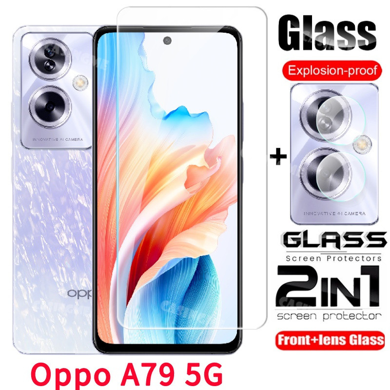 Oppo A79 5G 2023 ฟิล์ม 2 in 1 ป้องกันหน้าจอสําหรับOppo A79 5G OppoA79 79 79A 5G 2023 กระจกนิรภัยด้าน