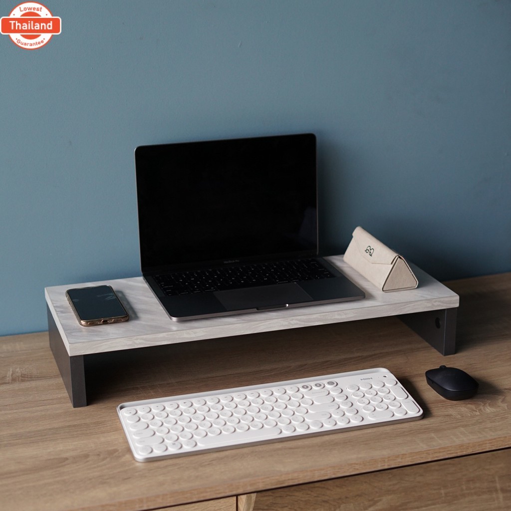 Inhome Furniture ชั้นวางจอคอม แท่นวางจอคอม ที่วางจอคอม 60ซม ลายหินอ่อน รุ่น MS-6000