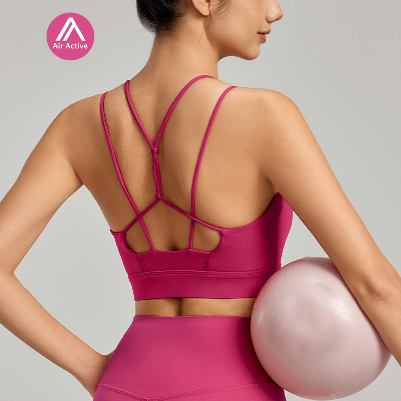 Yoga Sports Bra Fixed Pads Sexy Back Cool Fabric Medium Support