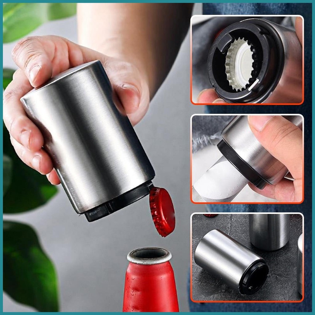 ที่เปิดขวดเบียร์อัตโนมัติ Corkscrew Lid Remover เครื่องมือแม่เหล็กไม่มีความเสียหายถึงฝาปิดลงและ Pop-Off ฝาปิดแม่เหล็ก herazth
