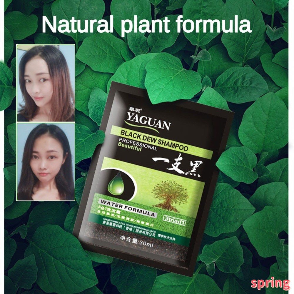 ✨ Yaguan Black Hair Dye Shampoo White Hair Covering Long Lasting Bag Hair Dye Natural Herbal Fast Ha