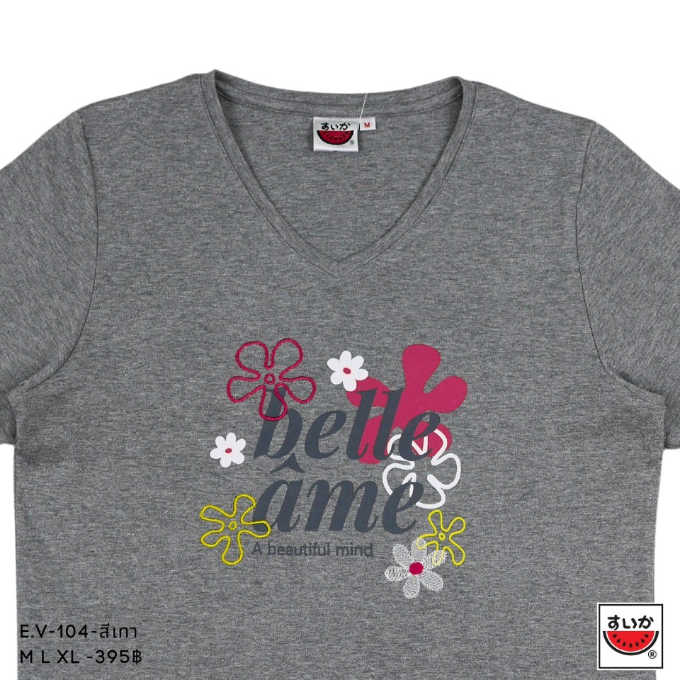 เสื้อแตงโม (SUIKA) - เสื้อยืดวีแขนสั้น ปักและพิมพ์ลาย (E.V-104) — صورة 5
