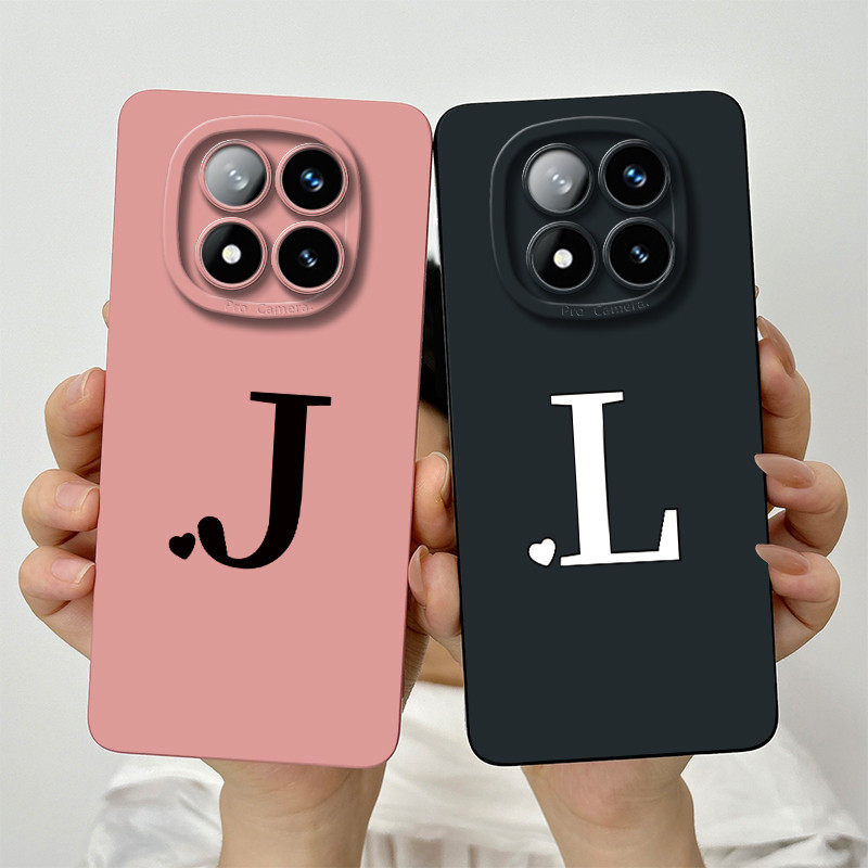 สําหรับ Xiaomi Redmi หมายเหตุ 14 Pro Note14 Pro + 14Pro Plus 5G น่ารักตัวอักษรเริ่มต้นเลนส์ป้องกันกรณีกันกระแทกซิลิโคนอ่อนนุ่มเคสโทรศัพท์