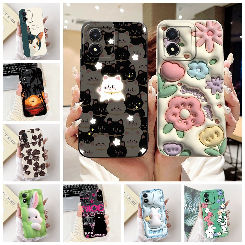 ปลอก Honor X5 กรณี VNA-LX2 ความงามแมวน่ารักแฟชั่นตลกซิลิโคนปกหลัง Honor X5 เคสโทรศัพท์กันกระแทก