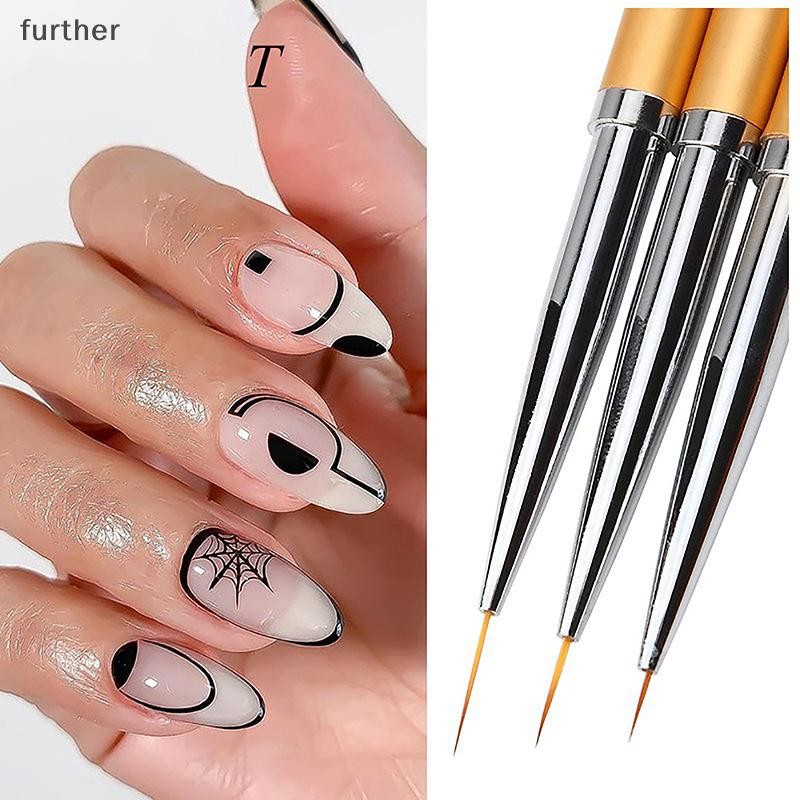 [further] 3pcs French Stripe Nail Art Liner Brush Set 3D Tips Liner DIY Drawing Pen Uv Gel Brushes P