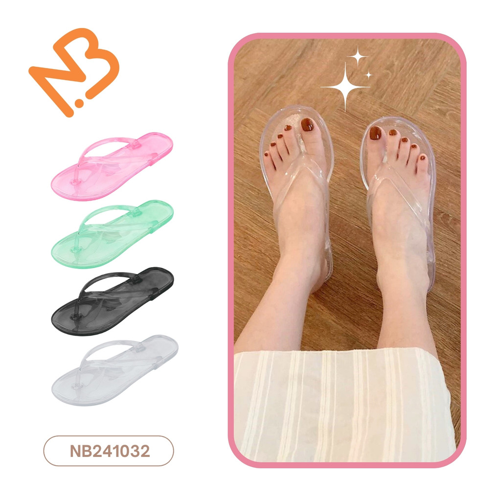 รองเท้าแตะเจลลี่ใส ทรงหูคีบ สีสันน่ารัก เบาสบาย ไซส์ 36-41